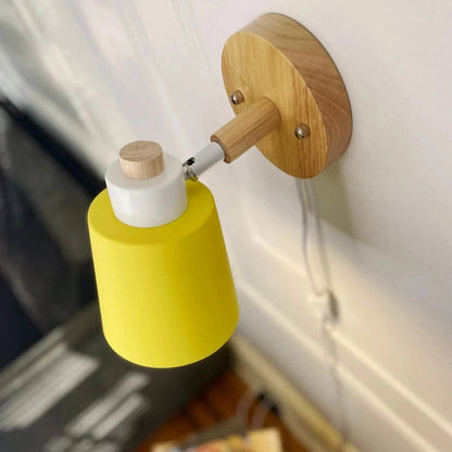 LumaLight™ verstelbare wandlamp met houten voet en snoer – productafbeelding 5