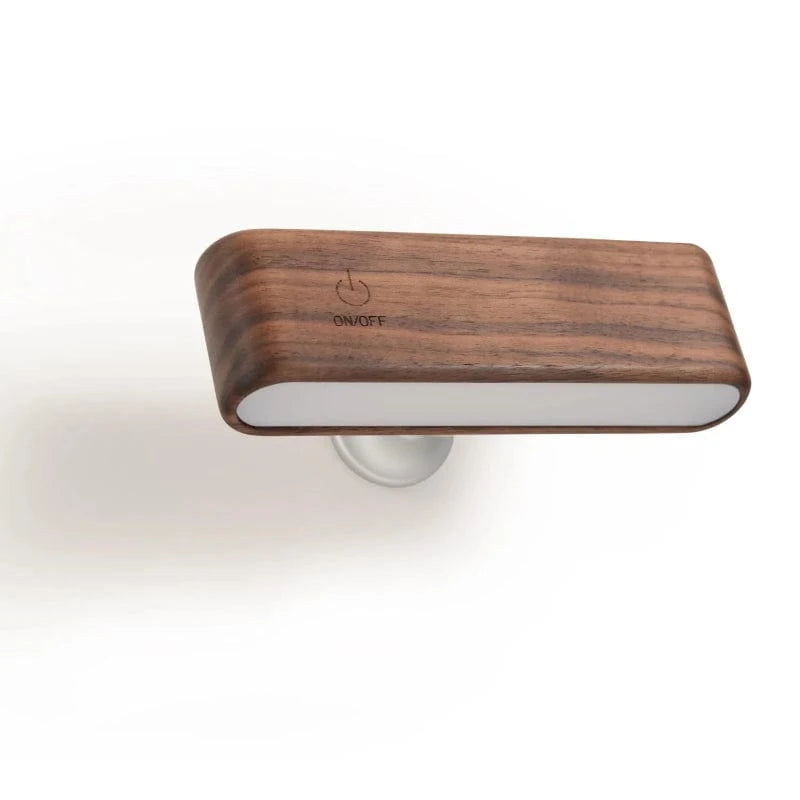 LumaGlow™ oplaadbare 360° LED-wandlamp van beukenhout – productafbeelding 1