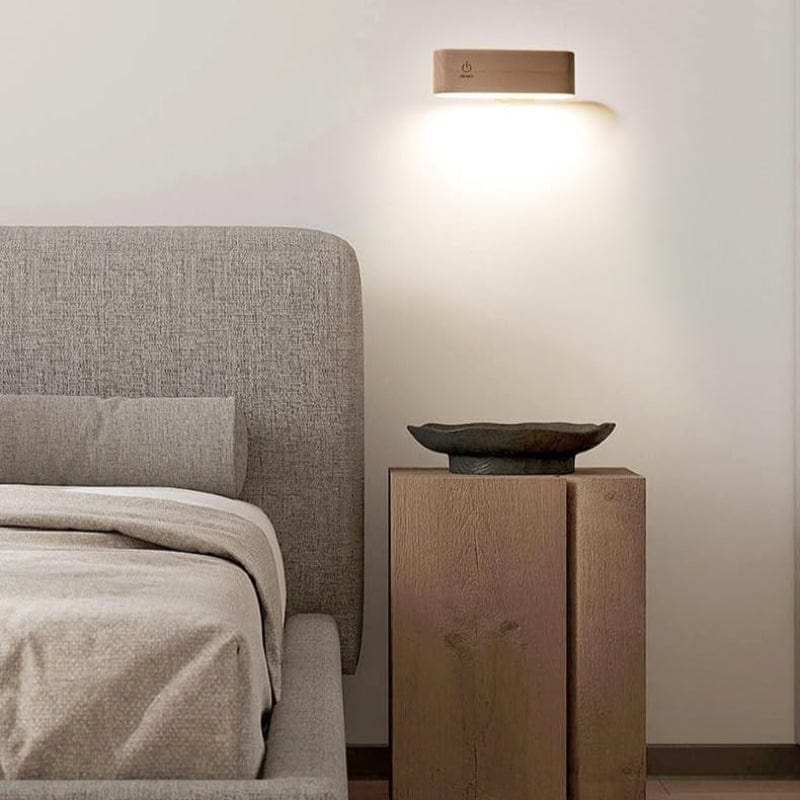 LumaGlow™ oplaadbare 360° LED-wandlamp van beukenhout – productafbeelding 3