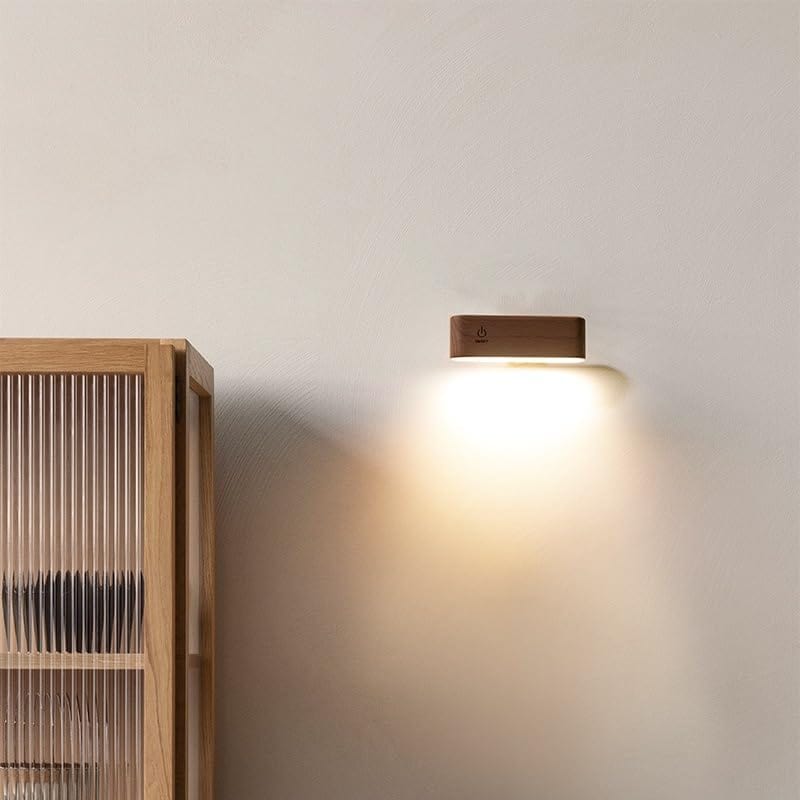 LumaGlow™ oplaadbare 360° LED-wandlamp van beukenhout – productafbeelding 6