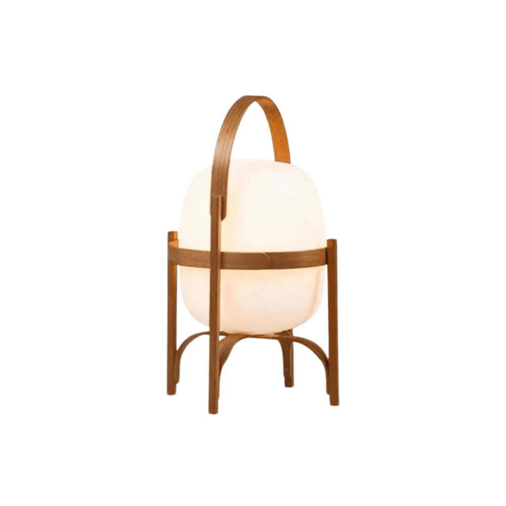 LumaGlow™ ovale glazen tafellamp met houten frame – productafbeelding 6