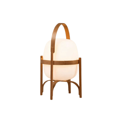 LumaGlow™ ovale glazen tafellamp met houten frame – productafbeelding 6