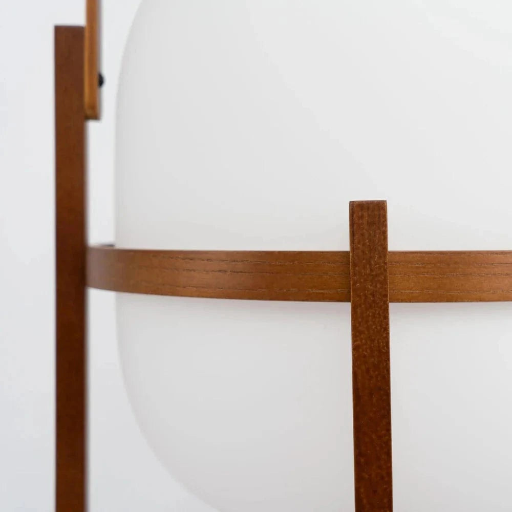 LumaGlow™ ovale glazen tafellamp met houten frame – productafbeelding 7