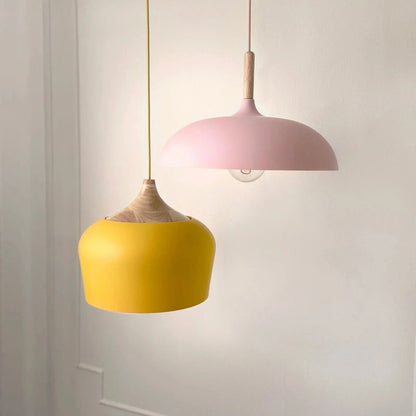 LumaGlow™ Macaron hanglamp met hout en verstelbaar snoer – productafbeelding 1