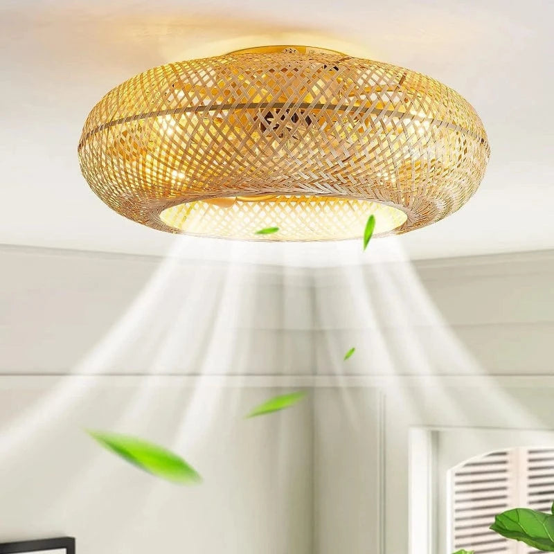 BambooAura™ Modern Ceiling Fan with Lights – Elegant Bohemian Design for Stylish Spaces 1