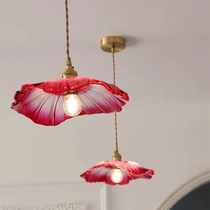 LumaBloom™ bloemvormige glazen hanglamp met E27-fitting – productafbeelding 3
