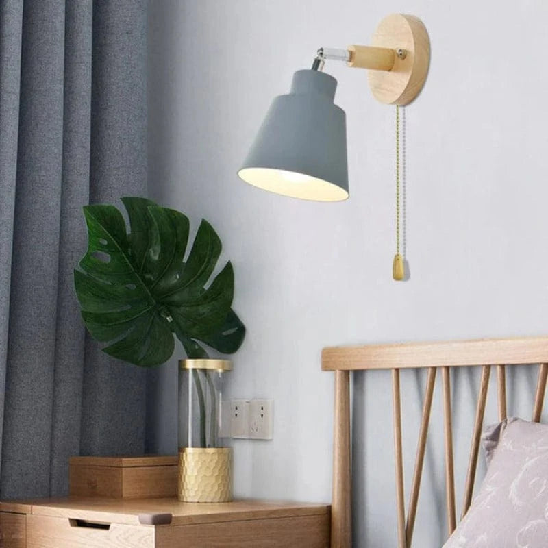 HavenGlow™ draaibare houten wandlamp met trekschakelaar – productafbeelding 2