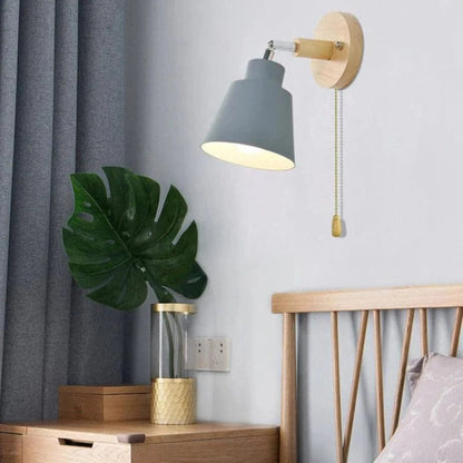 HavenGlow™ draaibare houten wandlamp met trekschakelaar – productafbeelding 2