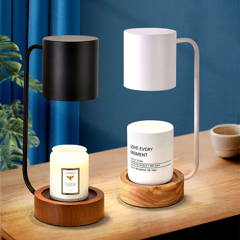 LumiNest™ Japanse dimbare tafellamp van hout en metaal – productafbeelding 1