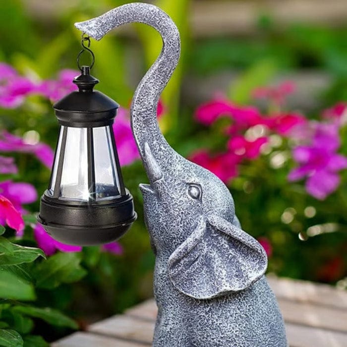 LuckyGlow™ solar olifanten tuinbeeld met LED-lantaarn – productafbeelding 3