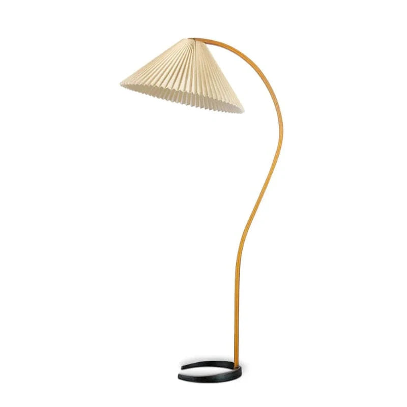 LumaArch™ Scandinavische booglamp van hout met linnen kap – productafbeelding 2