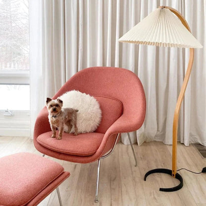 LumaArch™ Scandinavische booglamp van hout met linnen kap – productafbeelding 5