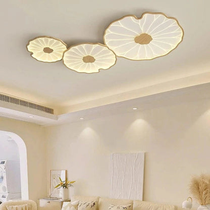 LumaLeaf™ lotusblad LED-plafondlamp met houtlook – productafbeelding 3