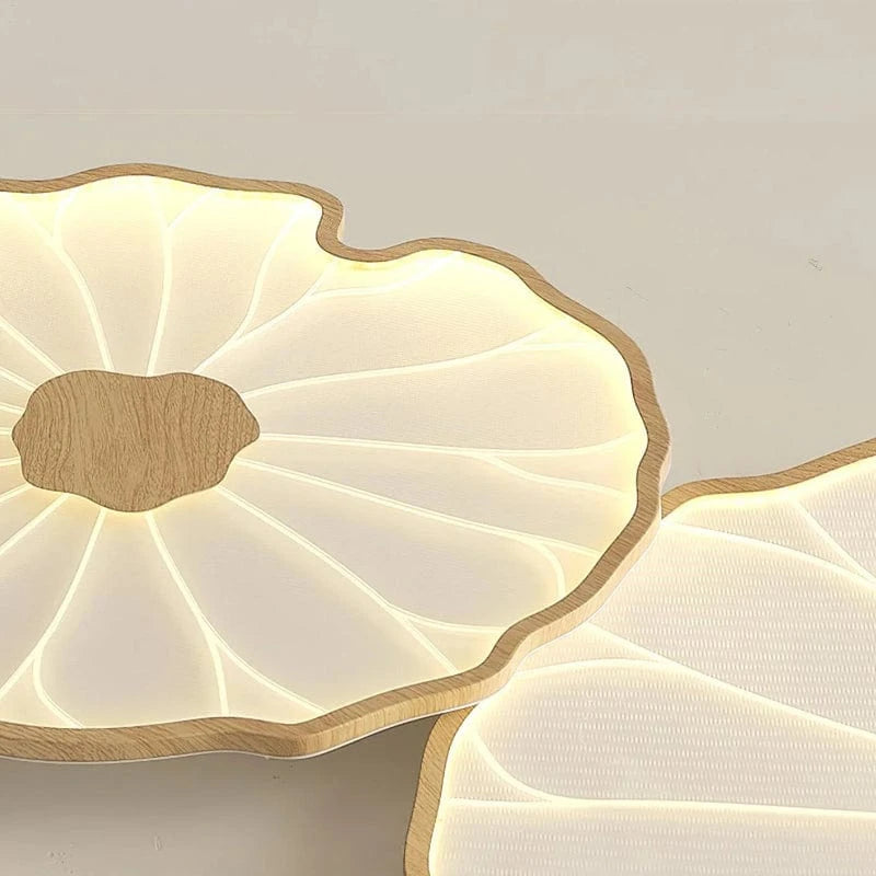 LumaLeaf™ lotusblad LED-plafondlamp met houtlook – productafbeelding 4
