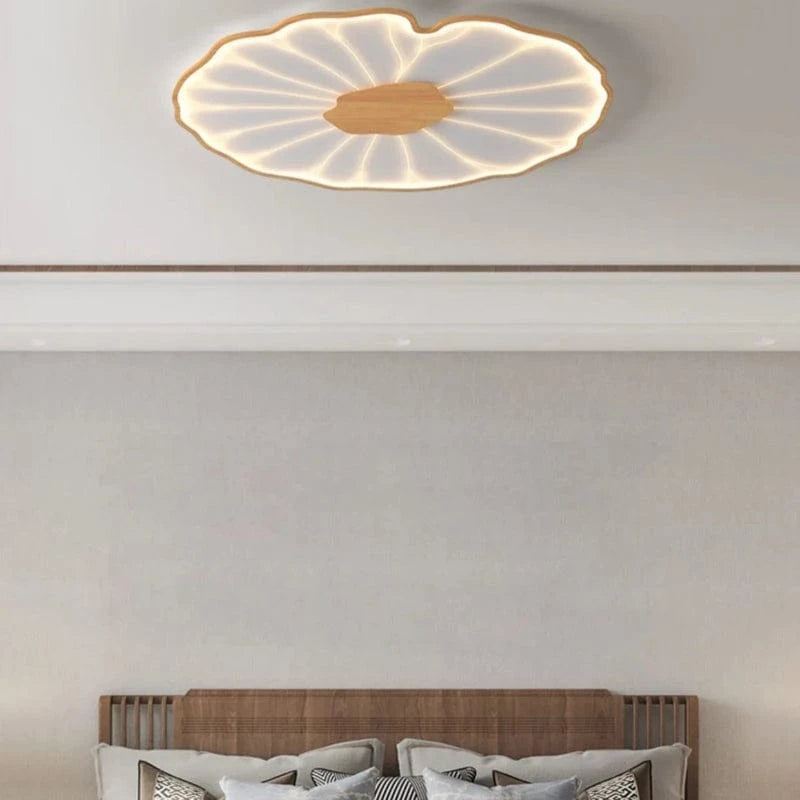 LumaLeaf™ lotusblad LED-plafondlamp met houtlook – productafbeelding 5