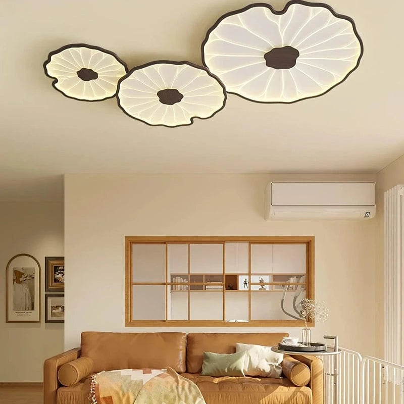 LumaLeaf™ lotusblad LED-plafondlamp met houtlook – productafbeelding 9