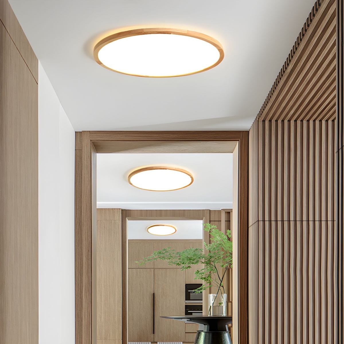 LumaGlow™ ultradunne houten LED-plafondlamp – productafbeelding 3