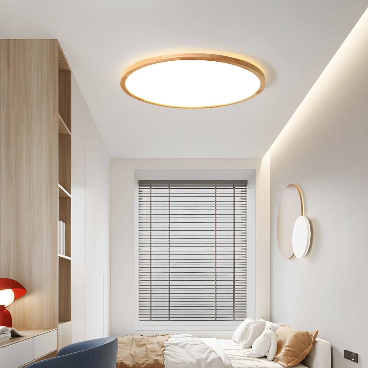 LumaGlow™ ultradunne houten LED-plafondlamp – productafbeelding 4