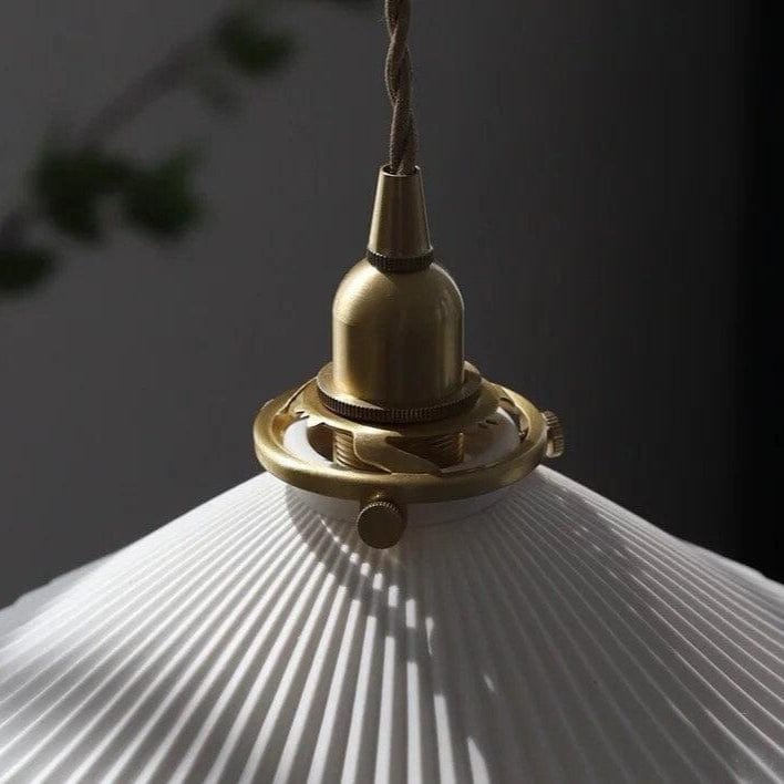 LumaNest™ Japandi keramische hanglamp met messing – productafbeelding 5