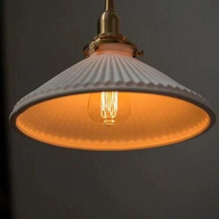 LumaNest™ Japandi keramische hanglamp met messing – productafbeelding 7
