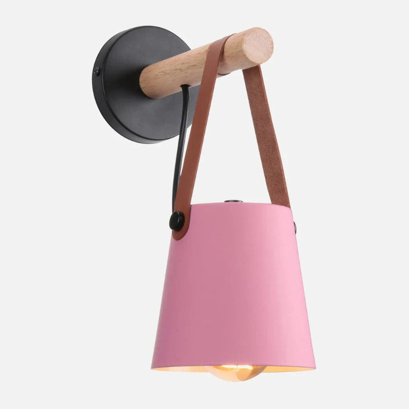 LumaGlow™ Scandinavische wandlamp met hout en leren band – productafbeelding 11