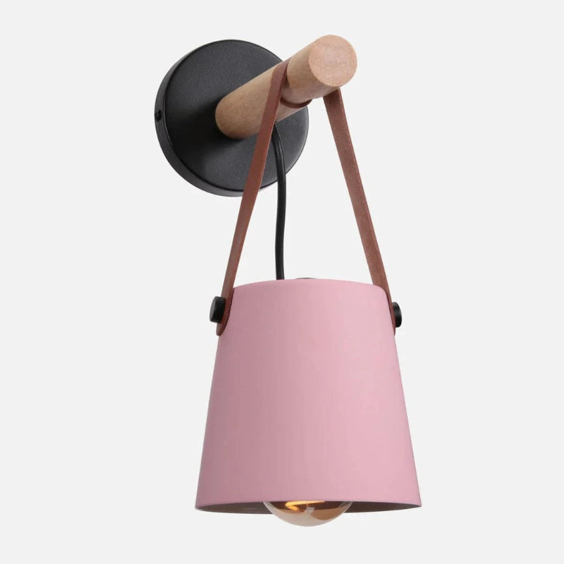 LumaGlow™ Scandinavische wandlamp met hout en leren band – productafbeelding 12