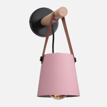 LumaGlow™ Scandinavische wandlamp met hout en leren band – productafbeelding 12