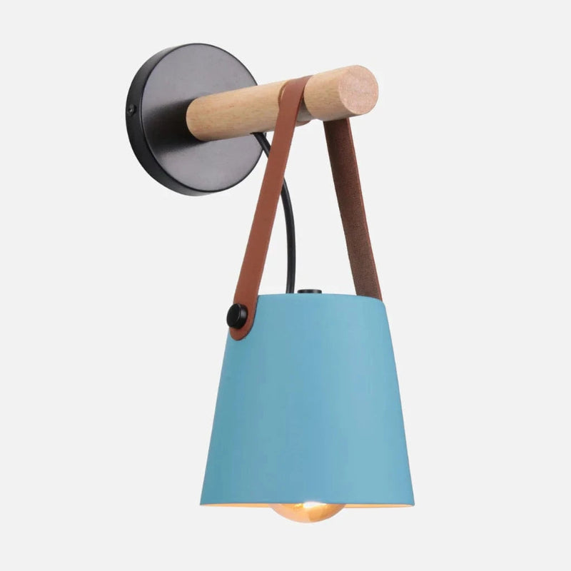 LumaGlow™ Scandinavische wandlamp met hout en leren band – productafbeelding 13