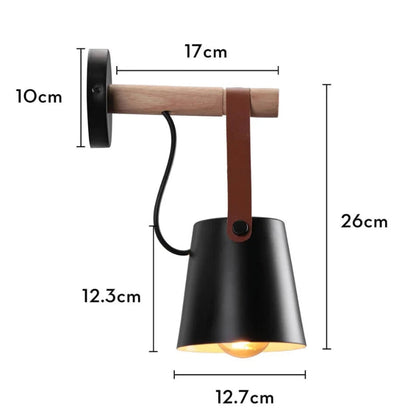 LumaGlow™ Scandinavische wandlamp met hout en leren band – productafbeelding 5