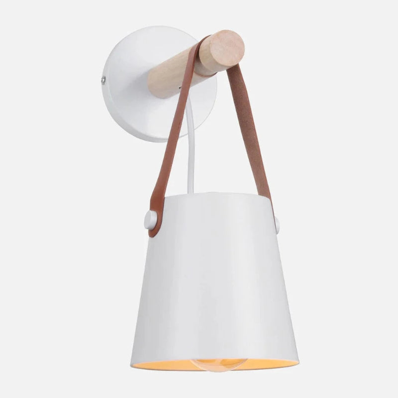 LumaGlow™ Scandinavische wandlamp met hout en leren band – productafbeelding 6