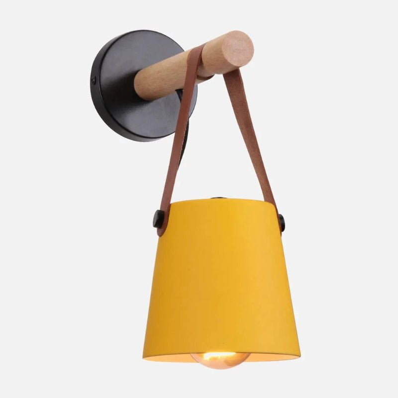 LumaGlow™ Scandinavische wandlamp met hout en leren band – productafbeelding 7