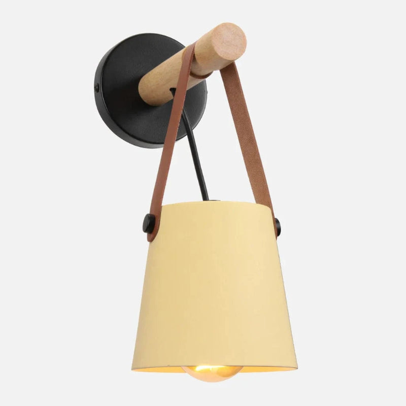 LumaGlow™ Scandinavische wandlamp met hout en leren band – productafbeelding 8