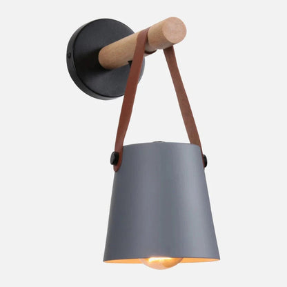 LumaGlow™ Scandinavische wandlamp met hout en leren band – productafbeelding 10