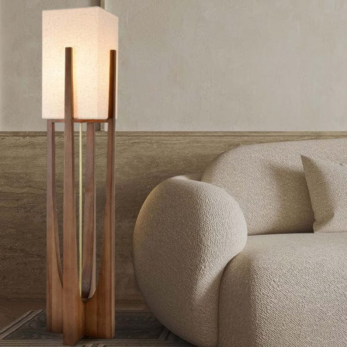ZenGlow™ moderne houten vloerlamp met walnootlook – productafbeelding 4