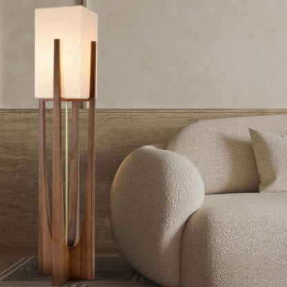 ZenGlow™ moderne houten vloerlamp met walnootlook – productafbeelding 4