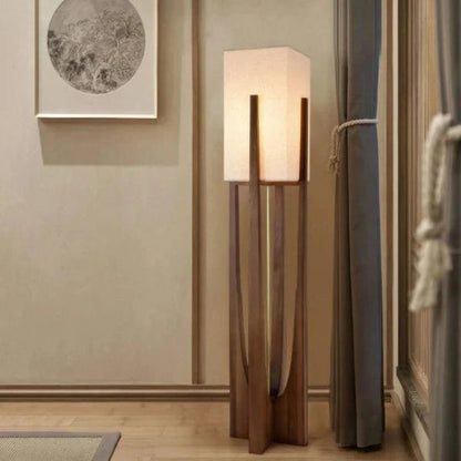 ZenGlow™ moderne houten vloerlamp met walnootlook – productafbeelding 6