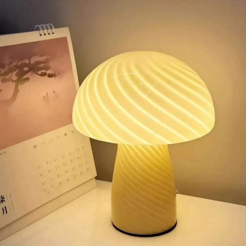 LumaGlow™ gestreepte paddenstoellamp van glas – productafbeelding 8