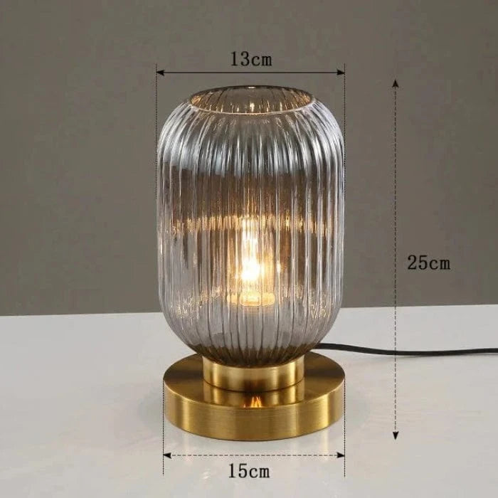 LuxeGlow™ Art Deco tafellamp van geribbeld glas – productafbeelding 4
