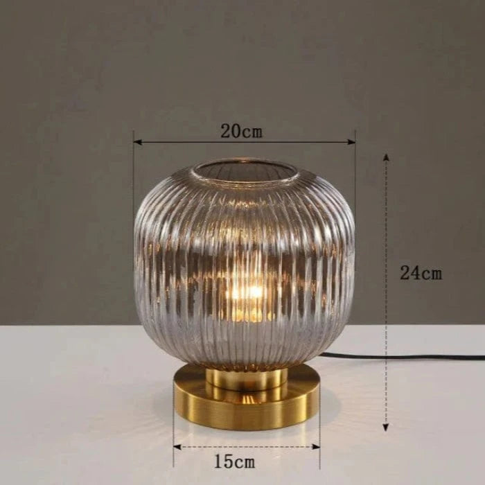 LuxeGlow™ Art Deco tafellamp van geribbeld glas – productafbeelding 5