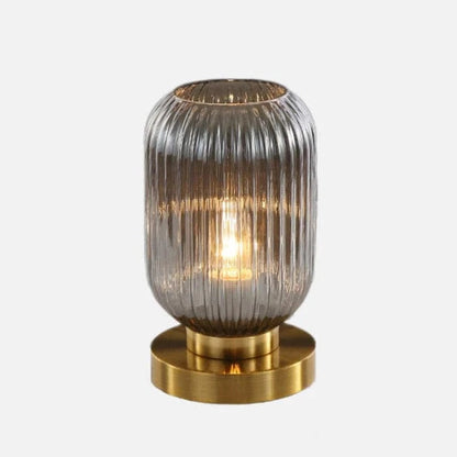 LuxeGlow™ Art Deco tafellamp van geribbeld glas – productafbeelding 6