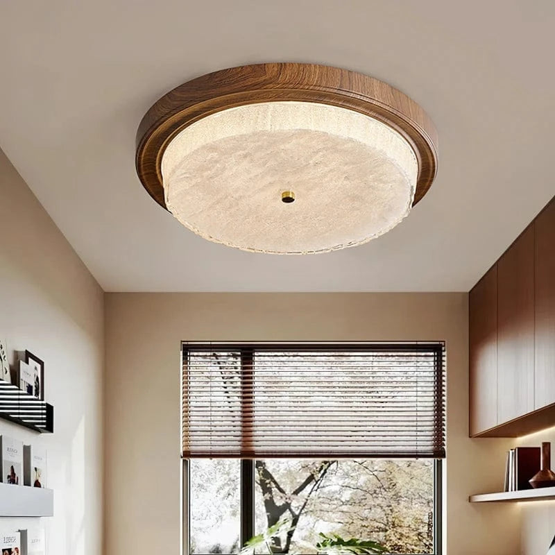 LumaSphere™ ronde LED-plafondlamp met houtlook en glas – productafbeelding 7