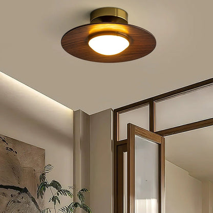 LuxeGlow™ Art Deco LED-plafondlamp van messing en hout – productafbeelding 2