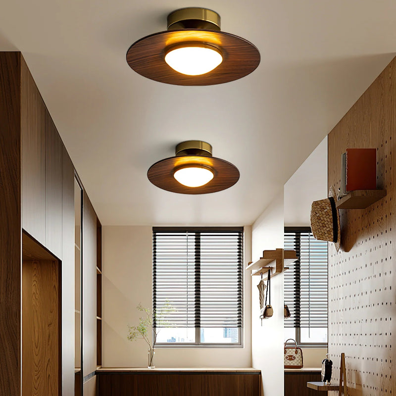 LuxeGlow™ Art Deco LED-plafondlamp van messing en hout – productafbeelding 3
