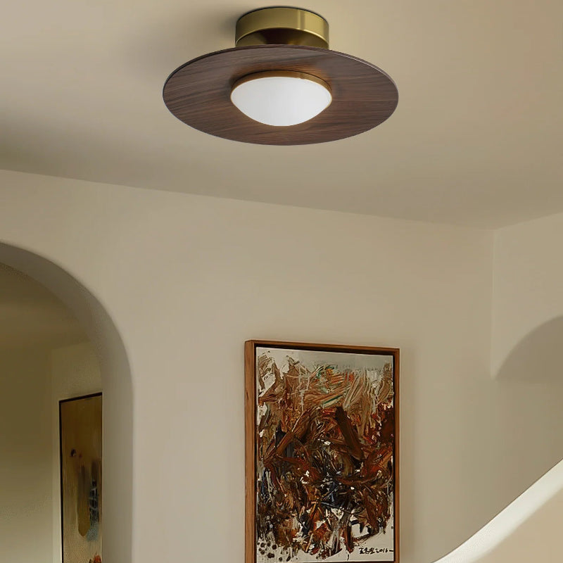 LuxeGlow™ Art Deco LED-plafondlamp van messing en hout – productafbeelding 4