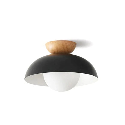 LumaGlow™ plafondlamp van opaalglas met houten details – productafbeelding 9