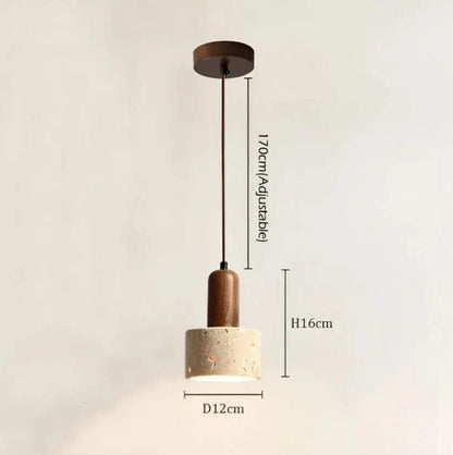LumaSphere™ glazen Japandi hanglamp met travertin en walnoot – productafbeelding 5