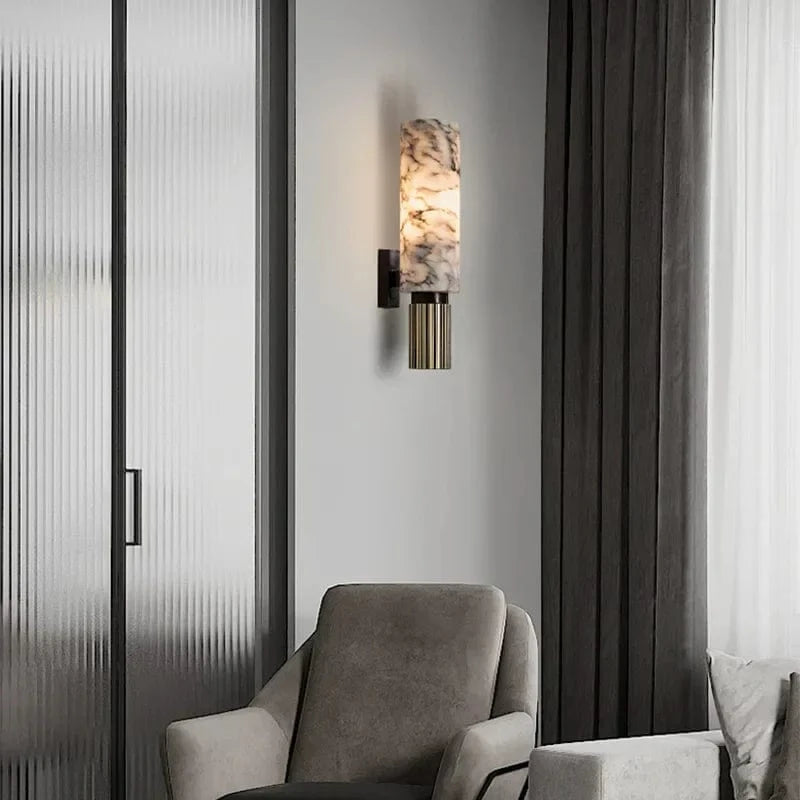 MarbleGlow™ waterbestendige marmeren cilinderwandlamp – productafbeelding 3