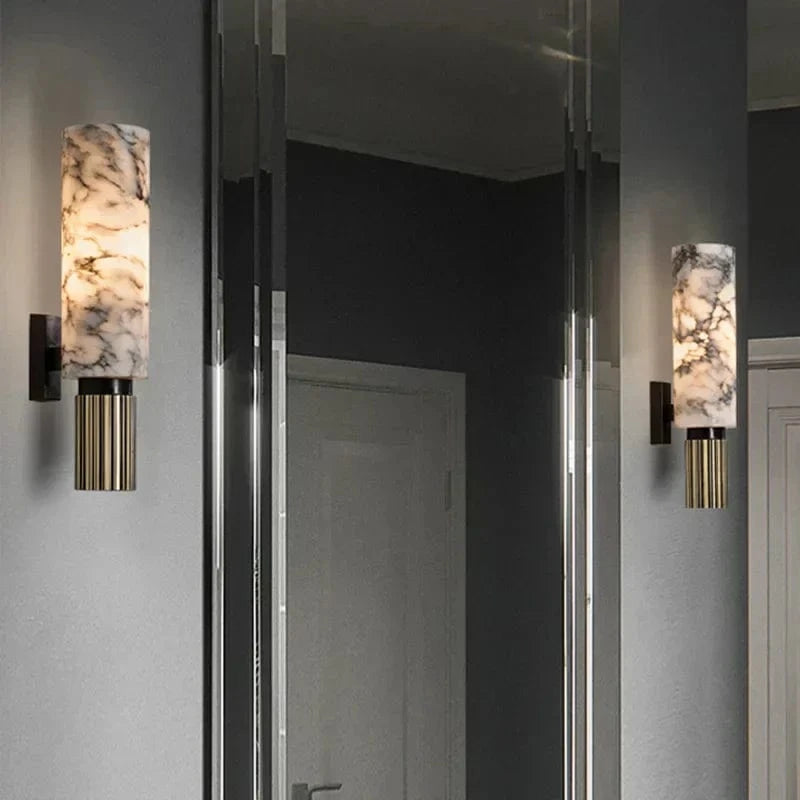 MarbleGlow™ waterbestendige marmeren cilinderwandlamp – productafbeelding 5