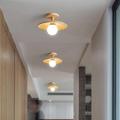 LumaSphere™ glazen plafondlamp met houten accent – productafbeelding 4