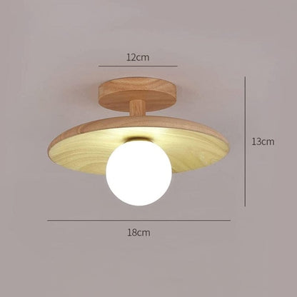 LumaSphere™ glazen plafondlamp met houten accent – productafbeelding 7
